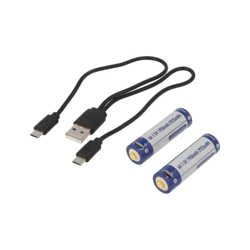 Acumul: Li-Ion; AA; 1,5V; 1950mAh; Ø14,2x50,2mm; Kit: cablu USB Acumul: Li-Ion; AA; 1,5V; 1950mAh; Ø14,2x50,2mm; Kit: cablu USB