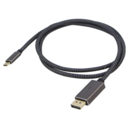 Cablu; DisplayPort mufă,USB C mufă; textilă; 1m; negru,argintiu