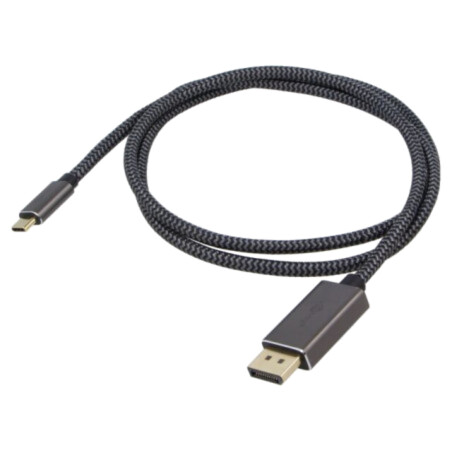 Cablu; DisplayPort mufă,USB C mufă; textilă; 1m; negru,argintiu