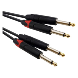 Cablu; Jack 6,3mm mufă x2,din ambele părţi; 1,5m; negru; PVC