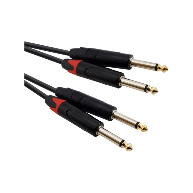 Cablu; Jack 6,3mm mufă x2,din ambele părţi; 1,5m; negru; PVC Cablu; Jack 6,3mm mufă x2,din ambele părţi; 1,5m; negru; PVC