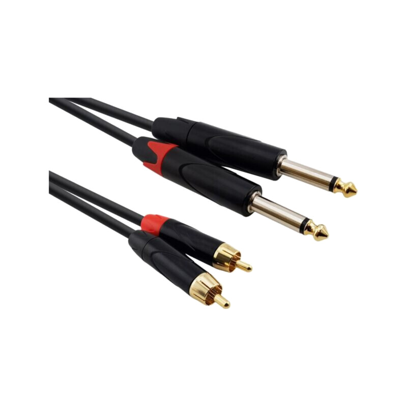Cablu; Jack 6,3mm mufă x2,RCA mufă x2; 1,5m; negru; PVC