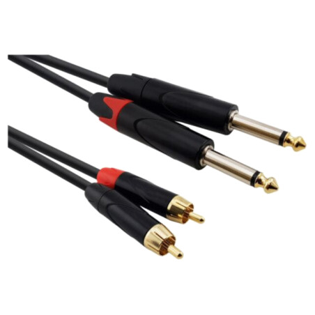 Cablu; Jack 6,3mm mufă x2,RCA mufă x2; 1,5m; negru; PVC