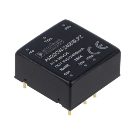 Convertor: DC/DC; 20W; Uintr: 9÷36VDC; Uieş: 5VDC; Iintr: 926mA; THT