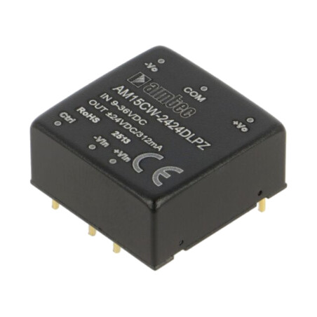 Convertor: DC/DC; 15W; Uintr: 9÷36VDC; Uieş: 24VDC; Uieş2: -24VDC