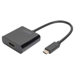 Adaptor; HDMI soclu,USB C mufă; 150mm; negru; USB 3.2; neagră
