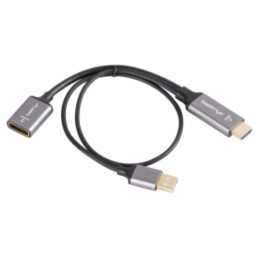 Adaptor; DisplayPort soclu,HDMI mufă,USB A mufă; 0,2m; negru