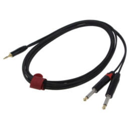 Cablu; Jack 3,5mm mufă,Jack 6,3mm mufă x2; 3m; negru; PVC