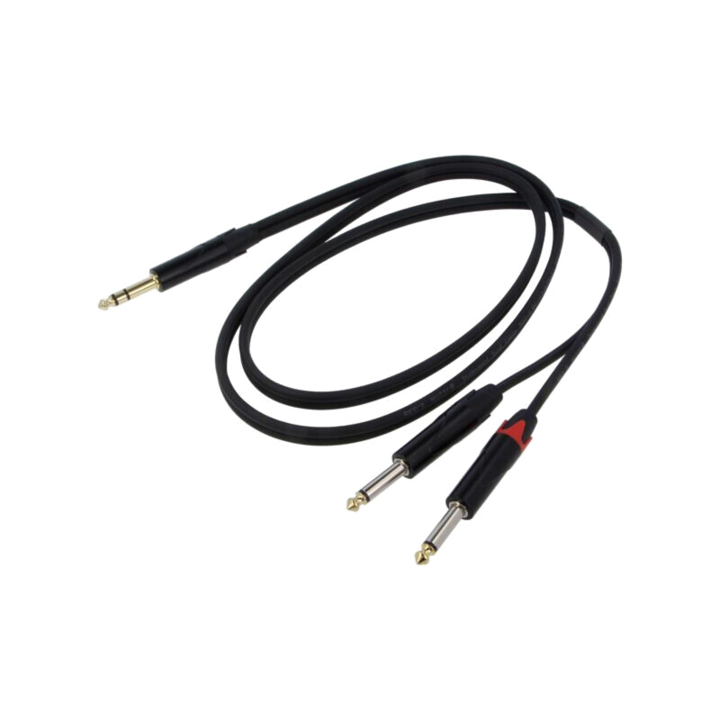Cablu; Jack 6,3mm mufă,Jack 6,3mm mufă x2; 1,5m; negru; PVC