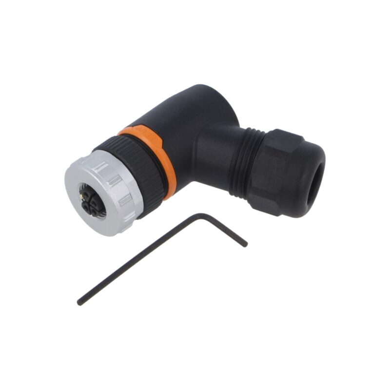 Conector: M12; mufă; PIN: 5; mamă; 63V; în unghi 90°; IP67; pe cablu Conector: M12; mufă; PIN: 5; mamă; 63V; în unghi 90°; IP67; pe cablu