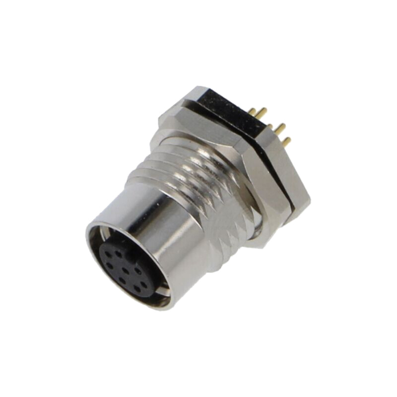 Conector: M12; soclu; mamă; 1,5A; 30V; PIN: 8; IP67; drept; THT