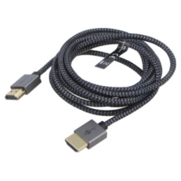 Cablu; HDMI mufă,din ambele părţi; PVC; textilă; 2m; negru și gri