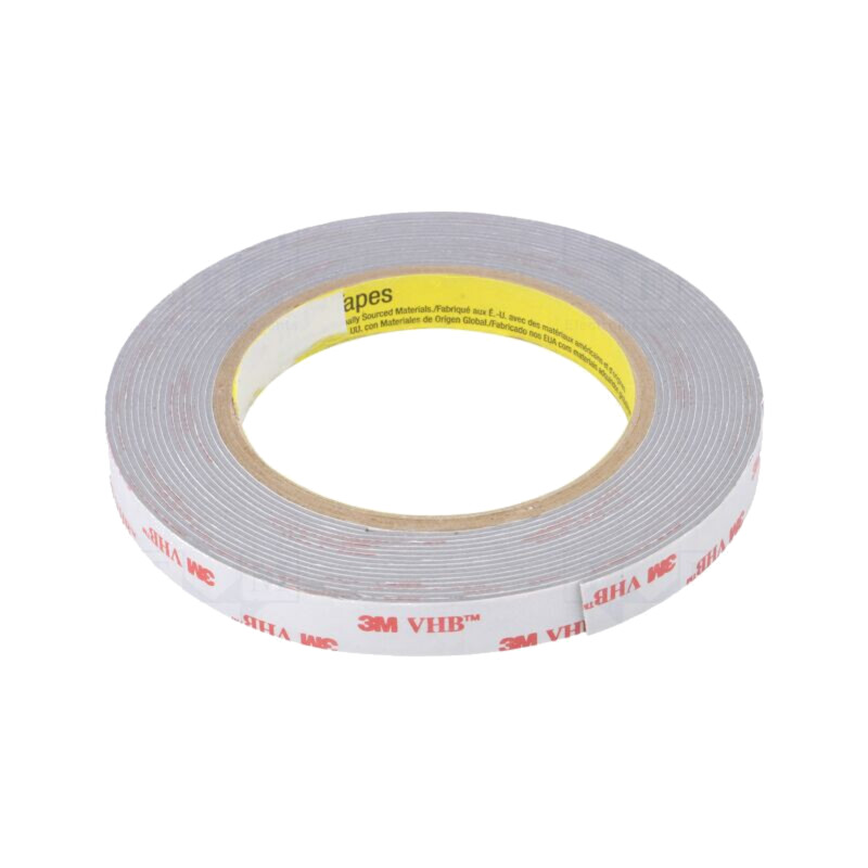 Bandă: de fixare; W: 12mm; L: 5m; Thk: 1,1mm; acril; gri
