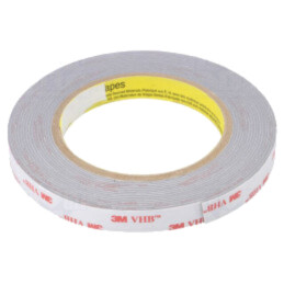 Bandă: de fixare; W: 12mm; L: 5m; Thk: 1,1mm; acril; gri