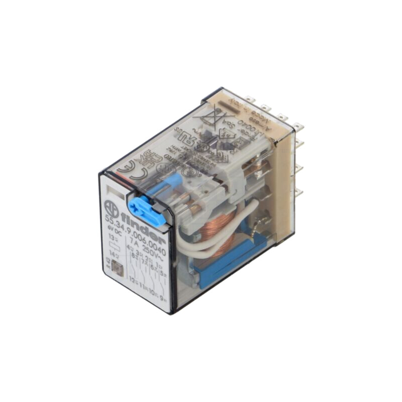 Releu: electromagnetic; 4PDT; 6VDC; Icontacte max: 7A; 7A/250VAC
