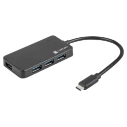 Hub USB; USB A soclu x4,USB C mufă; USB 3.0; PnP; neagră; 5Gbps