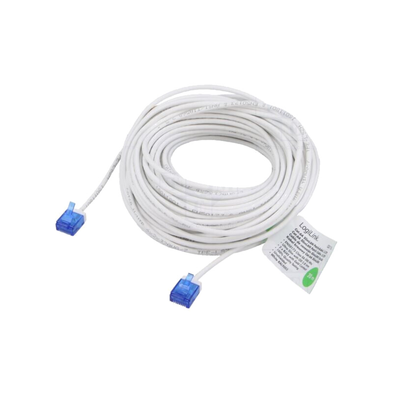 Patch cord; RJ45 mufă,din ambele părţi; U/UTP; 6a; litat; Cu; alb