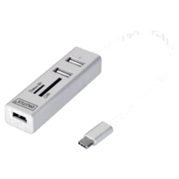 Hub USB; cititor carduri memorie,USB A soclu x3; OTG,USB 2.0