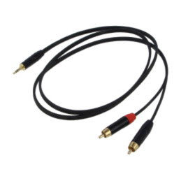 Cablu; Jack 3,5mm mufă,RCA mufă x2; 1,5m; negru; PVC
