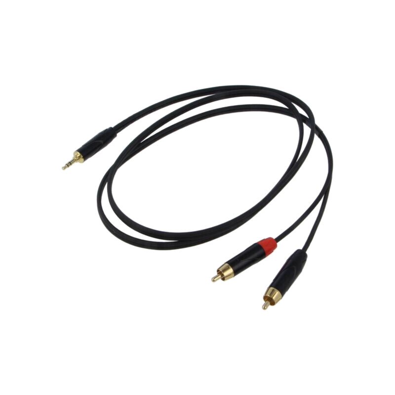 Cablu; Jack 3,5mm mufă,RCA mufă x2; 1,5m; negru; PVC