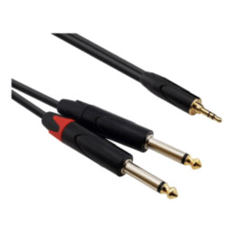 Cablu; Jack 3,5mm mufă,Jack 6,3mm mufă x2; 1,5m; negru; PVC
