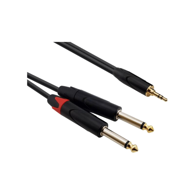 Cablu; Jack 3,5mm mufă,Jack 6,3mm mufă x2; 1,5m; negru; PVC