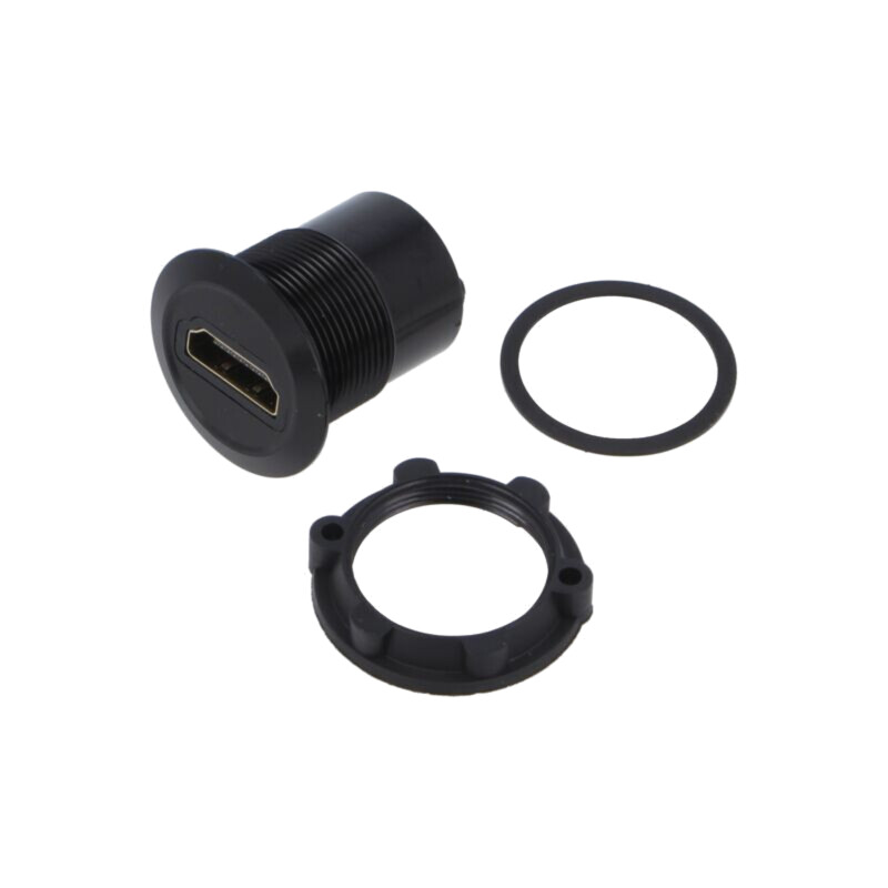 Adaptor; pt.montare pe panou,piuliţa din spate; Corp: neagră Adaptor; pt.montare pe panou,piuliţa din spate; Corp: neagră