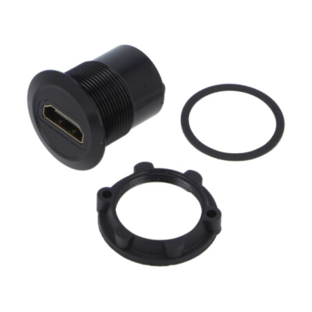 Adaptor; pt.montare pe panou,piuliţa din spate; Corp: neagră