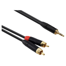 Cablu; Jack 3,5mm mufă,RCA mufă x2; 1m; negru; PVC