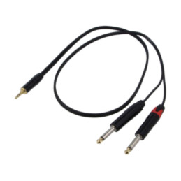 Cablu; Jack 3,5mm mufă,Jack 6,3mm mufă x2; 1m; negru; PVC