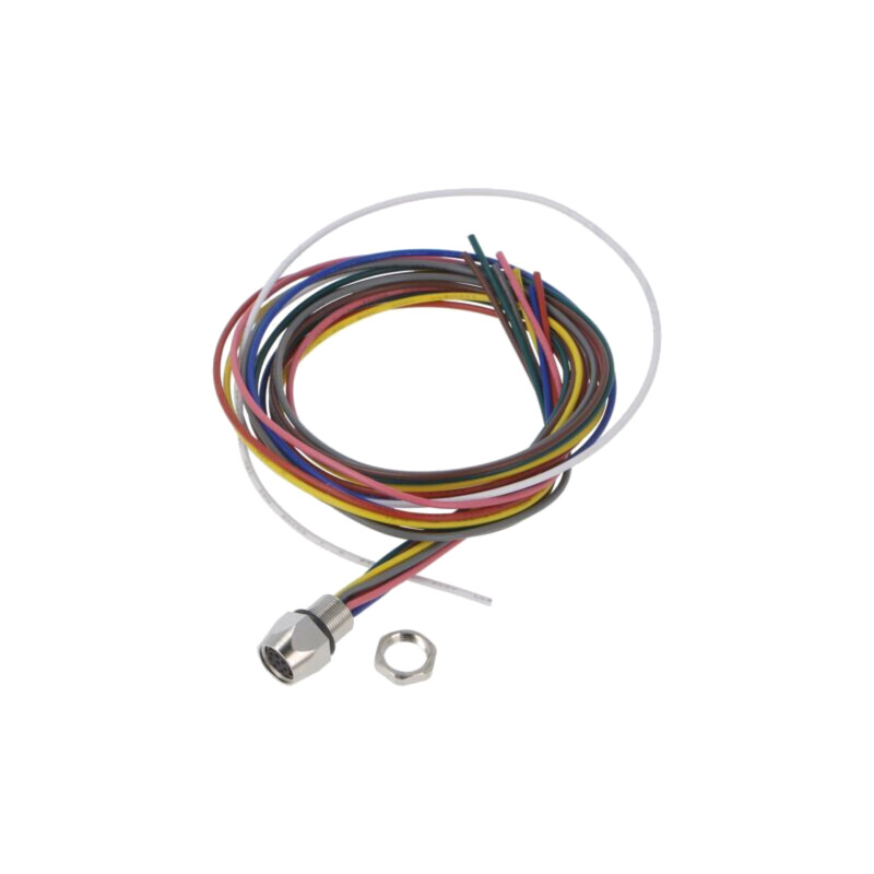 Conector: M8; soclu; mamă; 32V; 1,5A; PIN: 8; IP67; cabluri; 0,25mm2 Conector: M8; soclu; mamă; 32V; 1,5A; PIN: 8; IP67; cabluri; 0,25mm2
