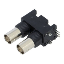 Conector: BNC; soclu; mamă; în unghi 90°; 50Ω; THT; polipropilenă