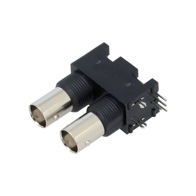 Conector: BNC; soclu; mamă; în unghi 90°; 50Ω; THT; polipropilenă Conector: BNC; soclu; mamă; în unghi 90°; 50Ω; THT; polipropilenă