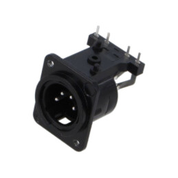 Conector: XLR; soclu; tată; PIN: 4; în unghi 90°; THT; neagră; 6A