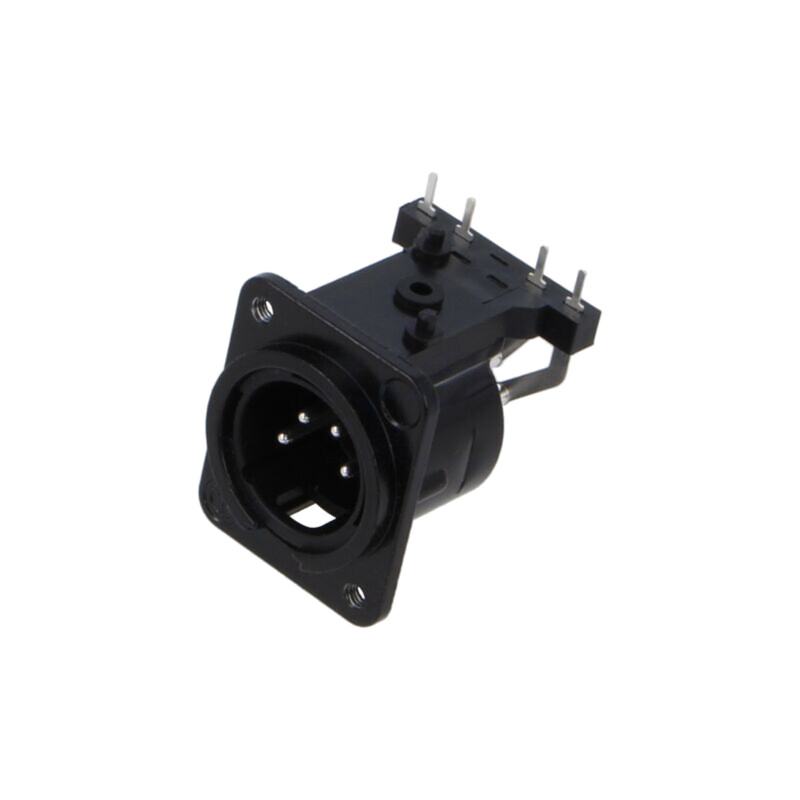 Conector: XLR; soclu; tată; PIN: 4; în unghi 90°; THT; neagră; 6A Conector: XLR; soclu; tată; PIN: 4; în unghi 90°; THT; neagră; 6A