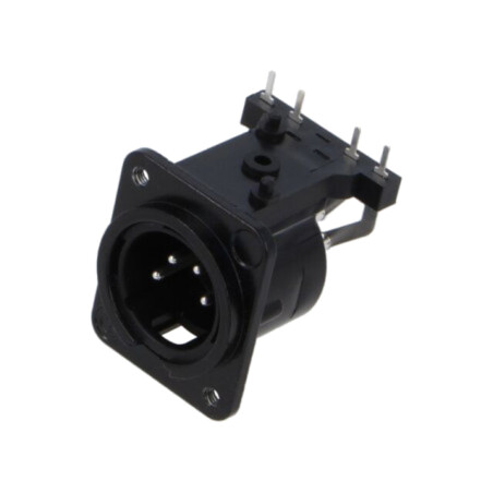 Conector: XLR; soclu; tată; PIN: 4; în unghi 90°; THT; neagră; 6A