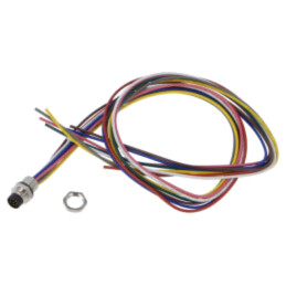 Conector: M8; soclu; tată; 32V; 1,5A; PIN: 8; IP67; cabluri; 0,25mm2