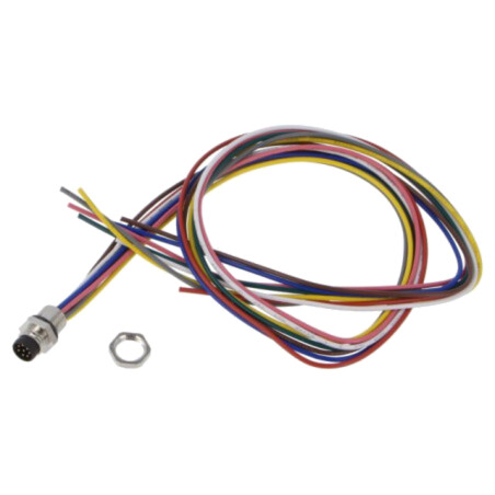 Conector: M8; soclu; tată; 32V; 1,5A; PIN: 8; IP67; cabluri; 0,25mm2