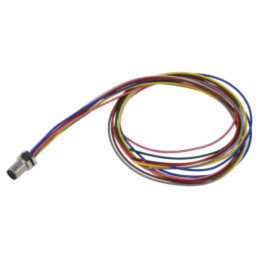 Conector: M8; soclu; tată; 32V; 1,5A; PIN: 8; IP67; cabluri; 0,25mm2