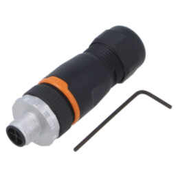 Conector: M12; mufă; PIN: 4; tată; 630V; drept; IP67; pe cablu; aurit