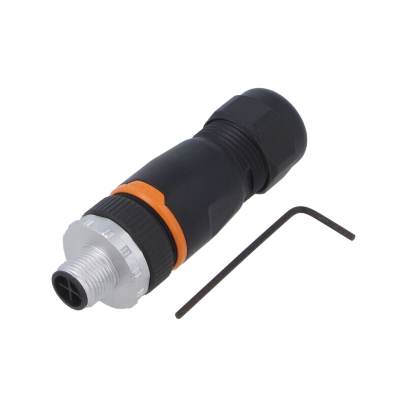 Conector: M12; mufă; PIN: 4; tată; 630V; drept; IP67; pe cablu; aurit Conector: M12; mufă; PIN: 4; tată; 630V; drept; IP67; pe cablu; aurit