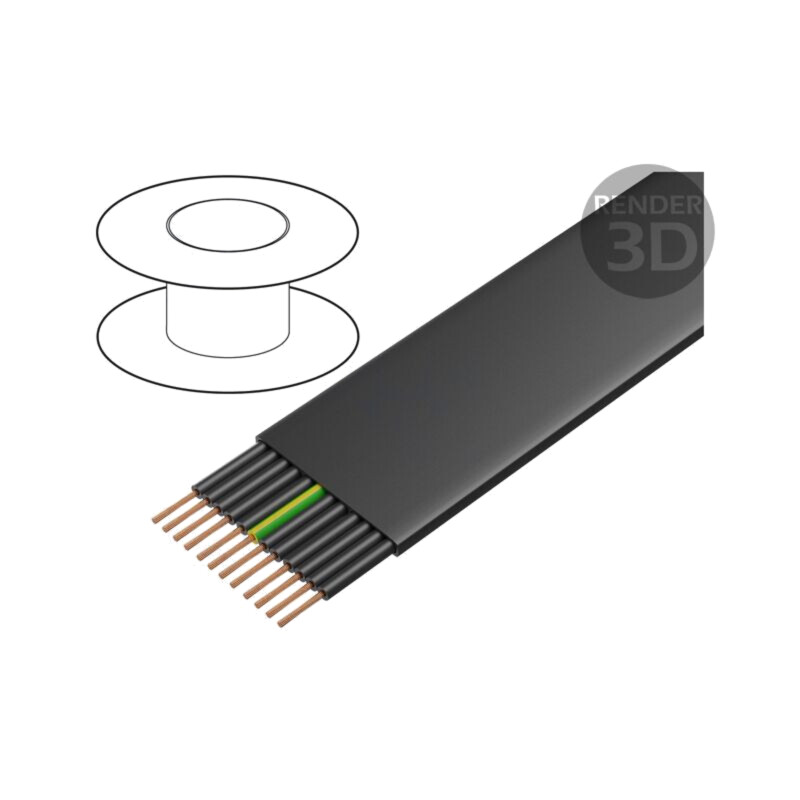 Cablu; H07VVH6-F,PVC-Flach; 12G2,5mm2; neecranat; 450V,750V; Cu