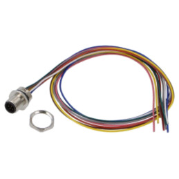 Conector: M12; soclu; tată; 1,5A; 30V; PIN: 8; IP67; drept; cabluri