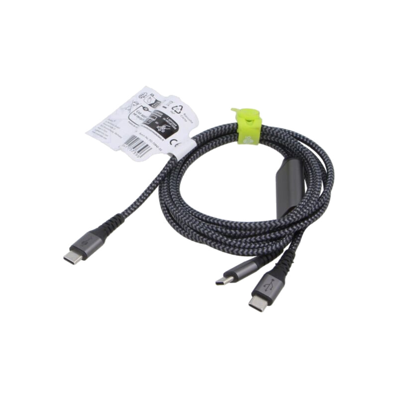 Cablu; USB 2.0; USB C mufă,USB C mufă x2; 1,5m; negru,argintiu