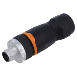 Conector: M12; mufă; PIN: 3; tată; 630V; drept; IP67; pe cablu; aurit