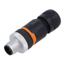 Conector: M12; mufă; PIN: 3; tată; 250V; drept; IP67; pe cablu; aurit