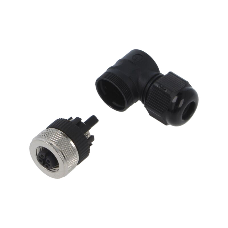 Conector: M12; mufă; mamă; 4A; 30V; PIN: 5; IP67; în unghi; pe cablu Conector: M12; mufă; mamă; 4A; 30V; PIN: 5; IP67; în unghi; pe cablu