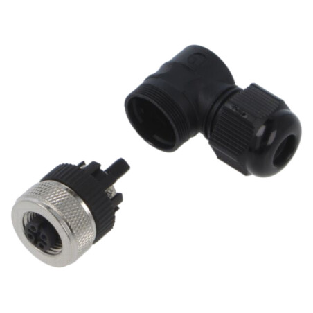 Conector: M12; mufă; mamă; 4A; 30V; PIN: 5; IP67; în unghi; pe cablu