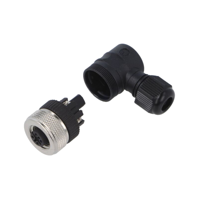 Conector: M12; mufă; mamă; 4A; 30V; PIN: 5; IP67; în unghi; pe cablu