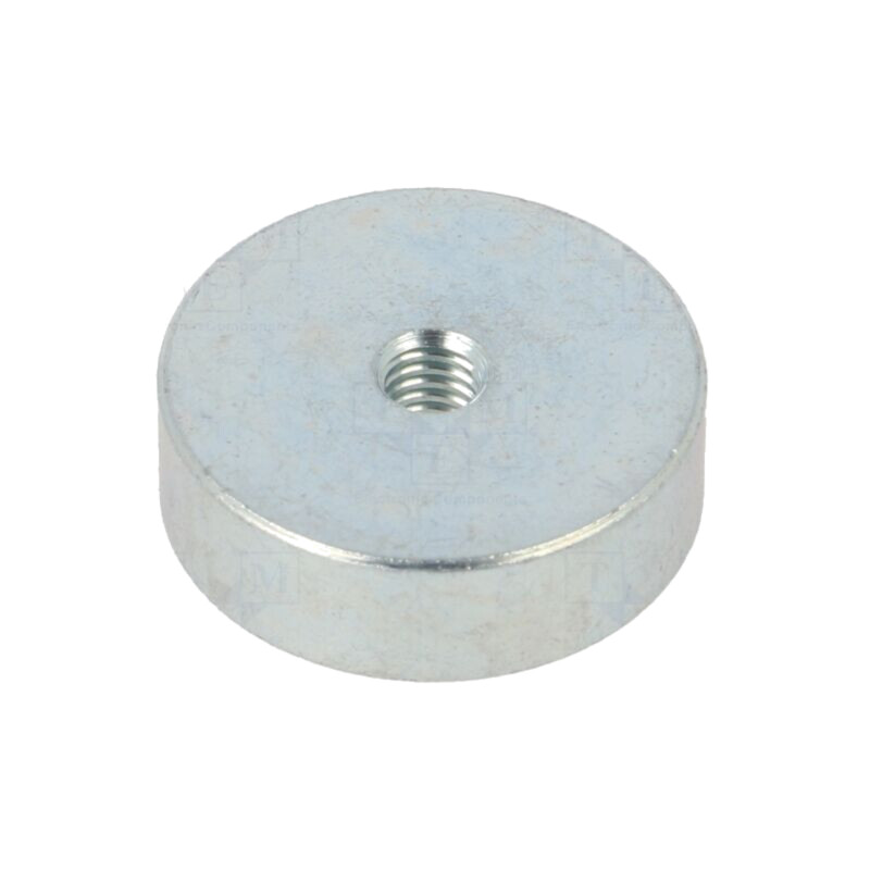 Magnet: fix; neodim; 105N; Ø: 20mm; H: 6mm; oţel; Lung.filet: 2,5mm